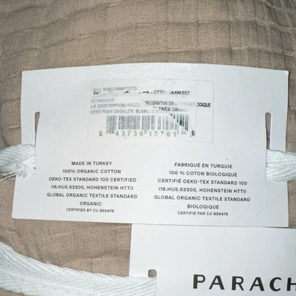 NWT Set of 2 x Parachute Organic Cotton King Size Pillow‎ Cover Sham Set